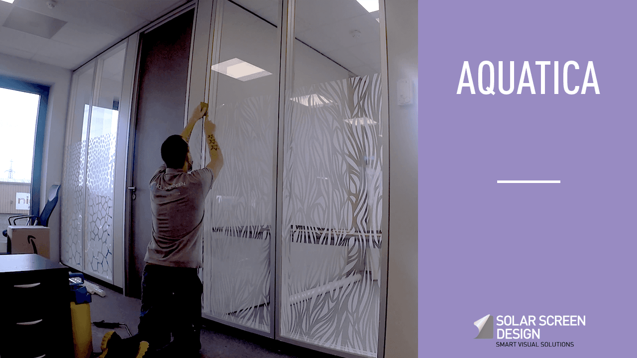 Installation of Aquatica decorative window film by Solar Screen