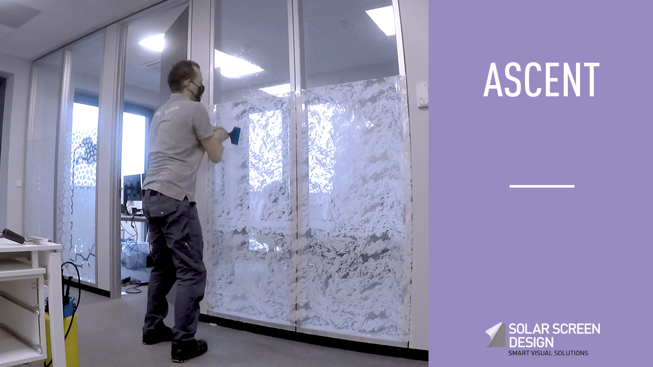 Installation of Ascent decorative window film by Solar Screen