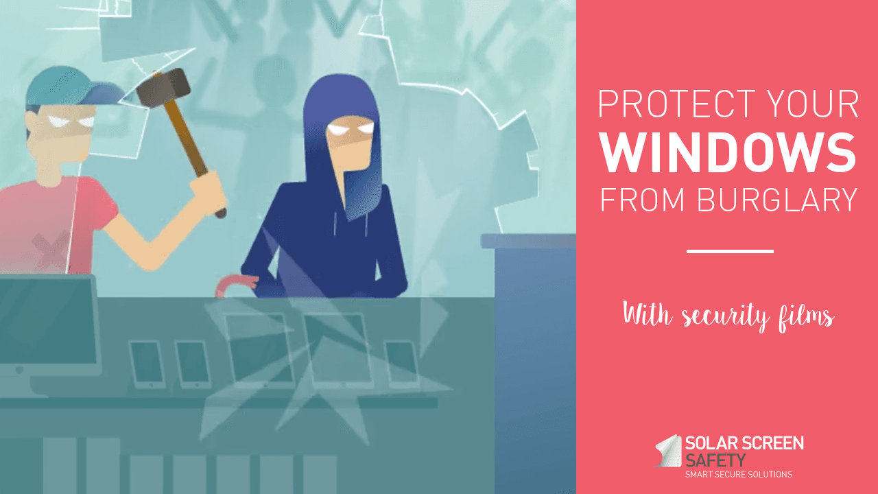 How can you protect your shop windows with adhesive film?