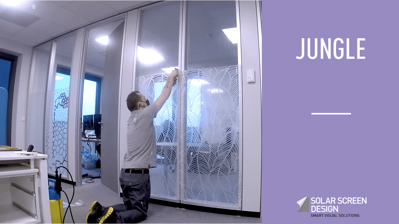 Installation of Jungle decorative window film by Solar Screen